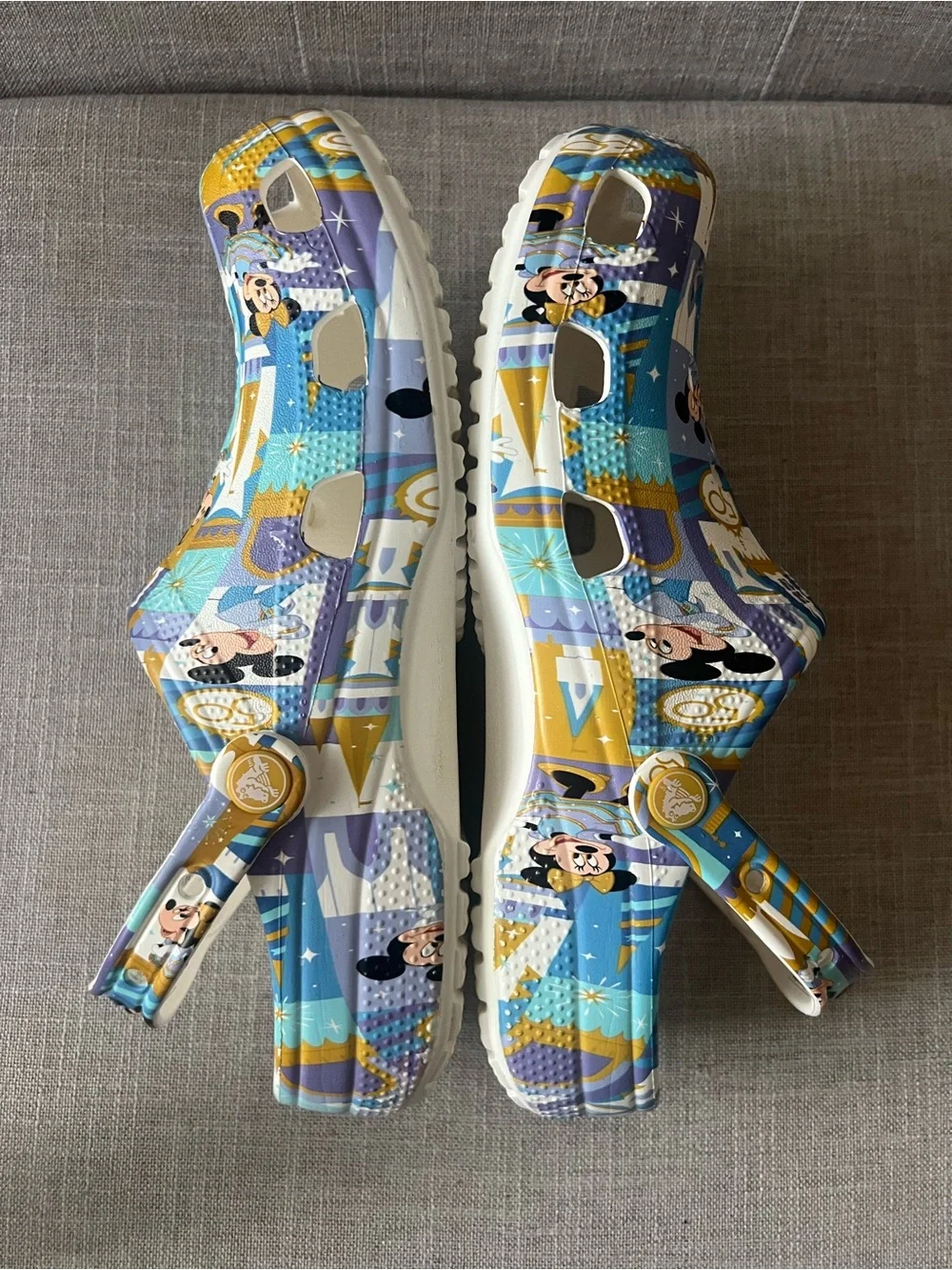 CROCS Classic clogs, Disney Collab 50th Anniversary pattern, unisex, M 9,  W 11